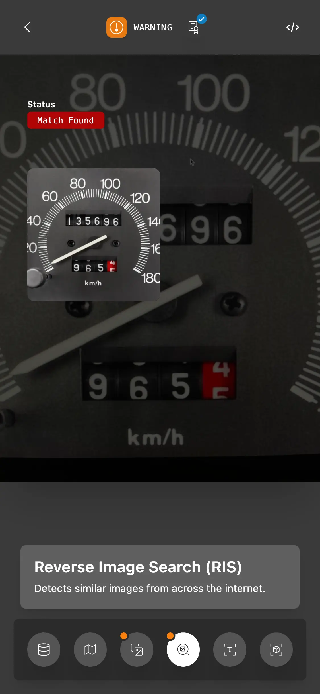 Sample image search failed screenshot